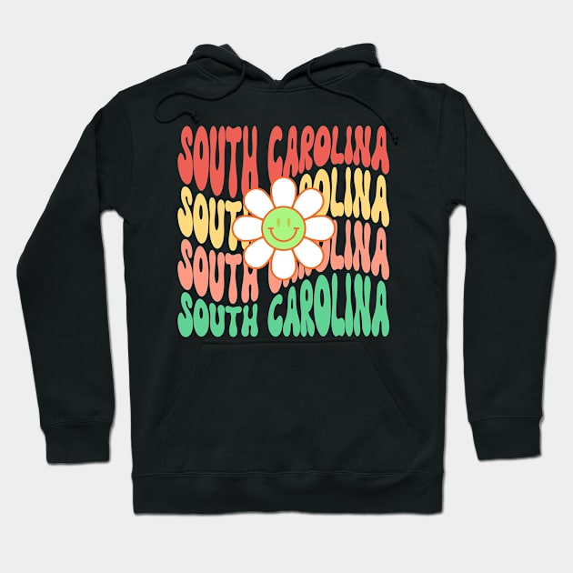 South Carolina Groovy Daisy Wanderlust Travel State Hoodie by Lavender Celeste